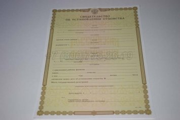 Свидетельство об Установлении Отцовства 2018г в Санкт-Петербурге