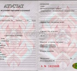 Аттестат о Полном Среднем Образовании Беларуси 2016г в Санкт-Петербурге